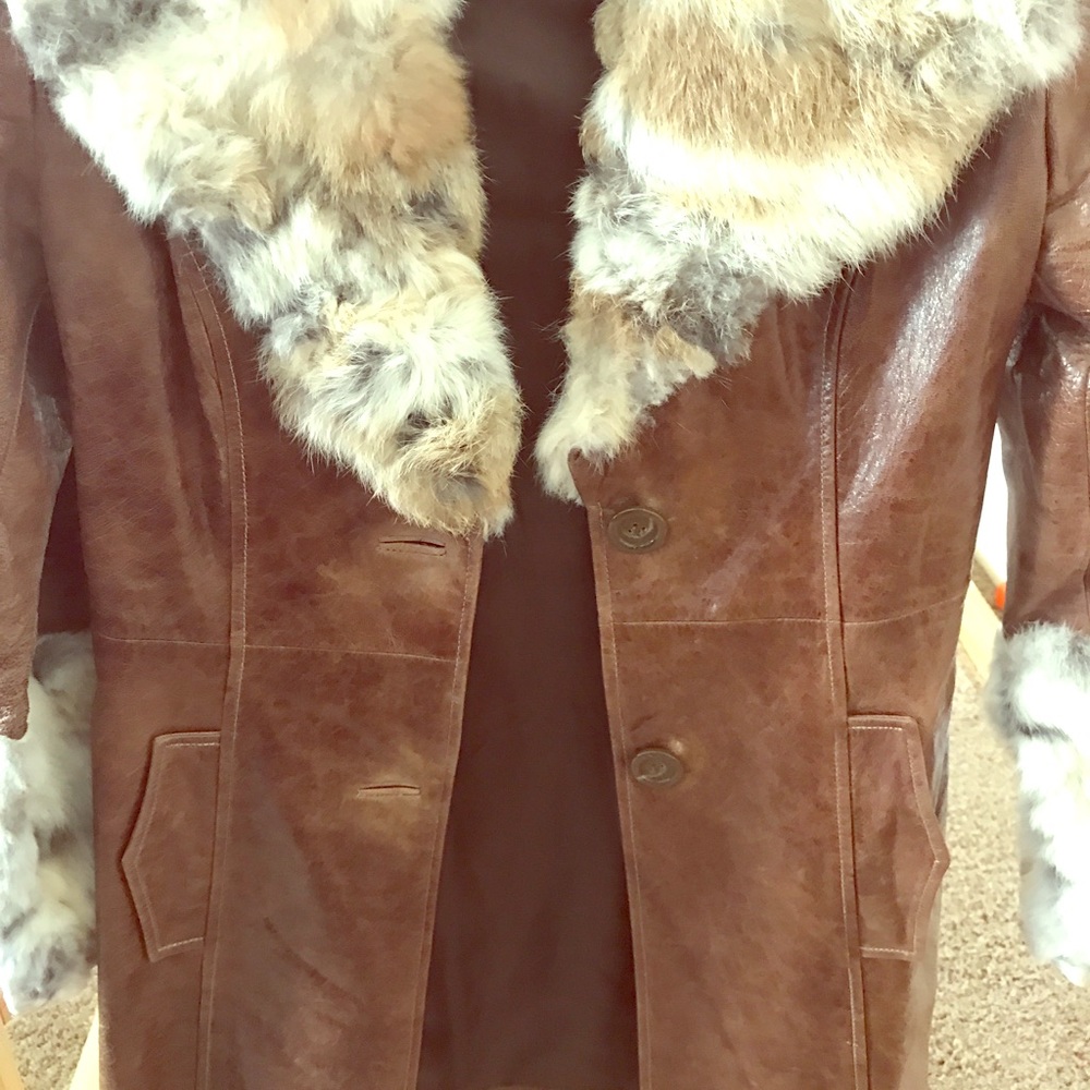 Genuine rabbit fur leather jacket